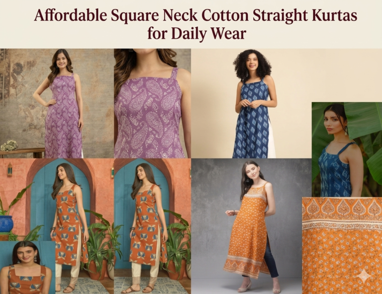 Affordable Square Neck Cotton Straight Kurtas for Daily Wear