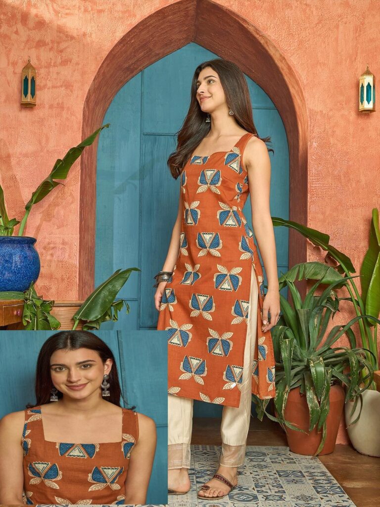 Women Geometric Printed Block Print Kurta