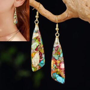 Natural Stone Earrings Unique Healing Gemstone Energy Hypoallergenic Lightweight Dangle Drop Earrings
